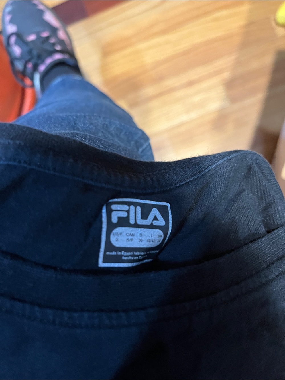 Fila Black Tee with Red and White Sleeve Stripes - Picture 3 of 3